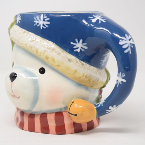 Susan Winget Holiday Polar Bear Head Mug 3D Crtifd International Anthropomorphic - Picture 3 of 14